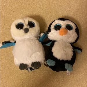 Owl and penguin ty stuffed animal